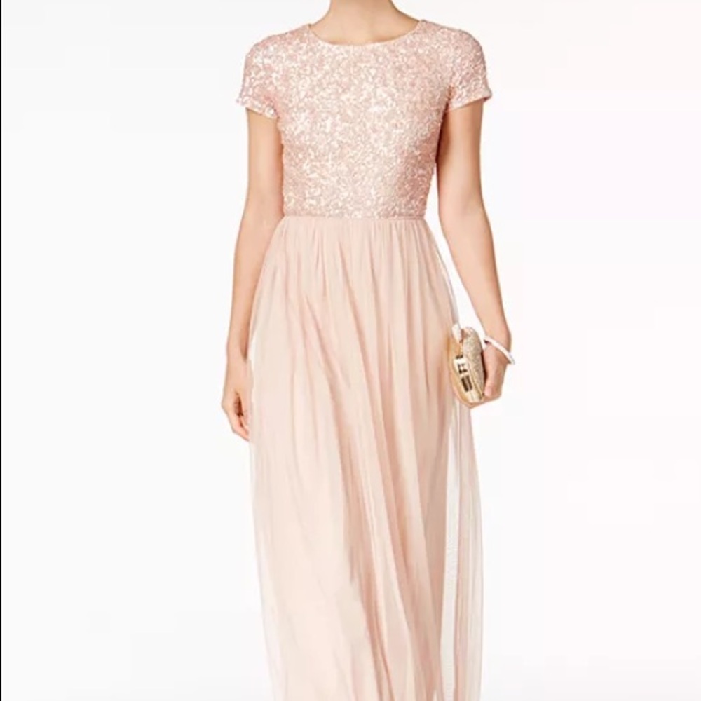 Adrianna Papell Cap Sleeve Sequin Gown